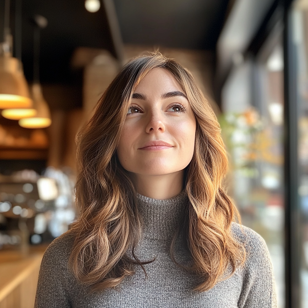 A smiling woman in a café | Source: Midjourney