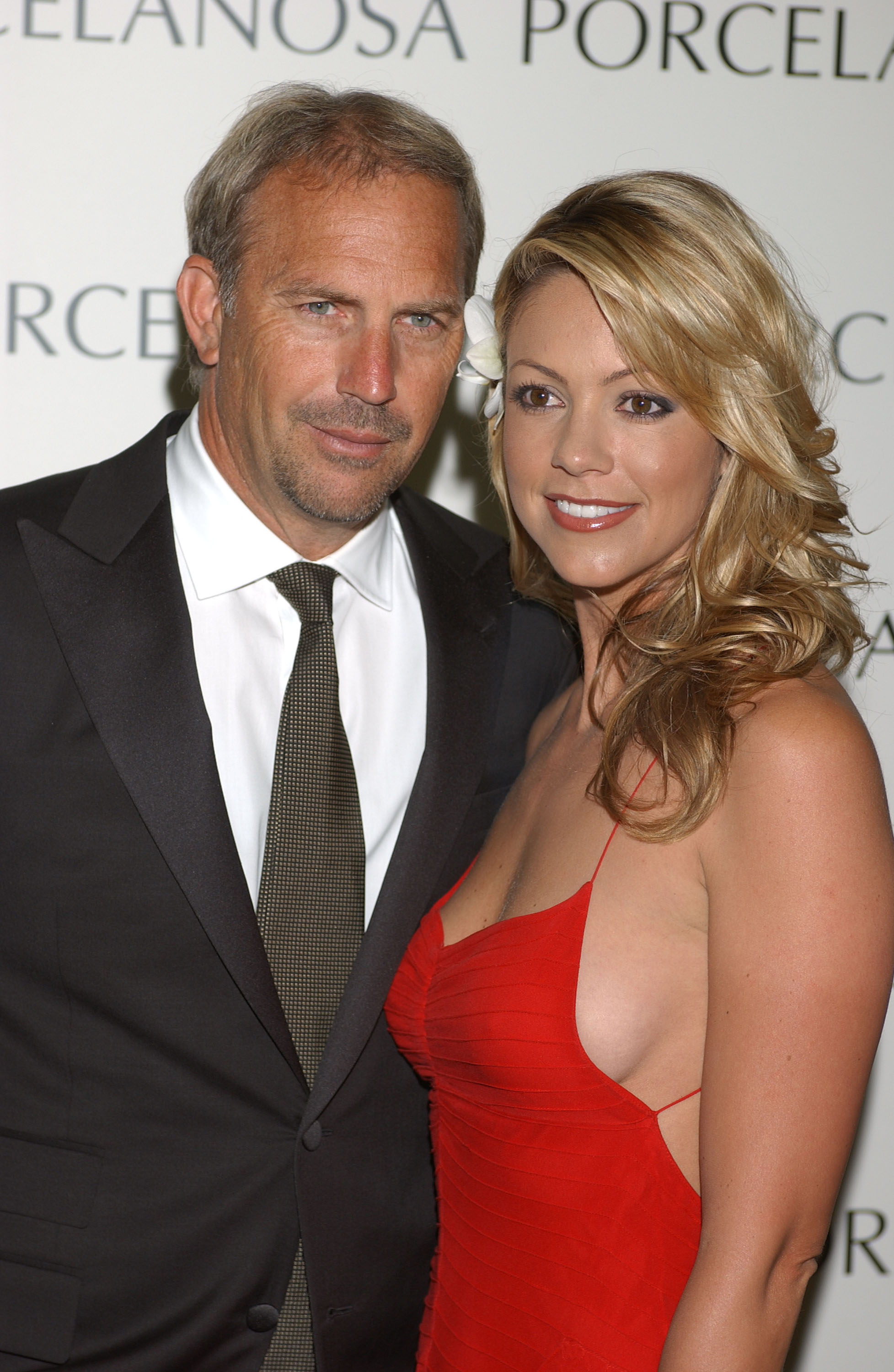 Kevin Costner and Christine Baumgartner preside the opening of the new "Porcelanosa" Store in Madrid, Spain, on May 5, 2005. | Source: Getty Images