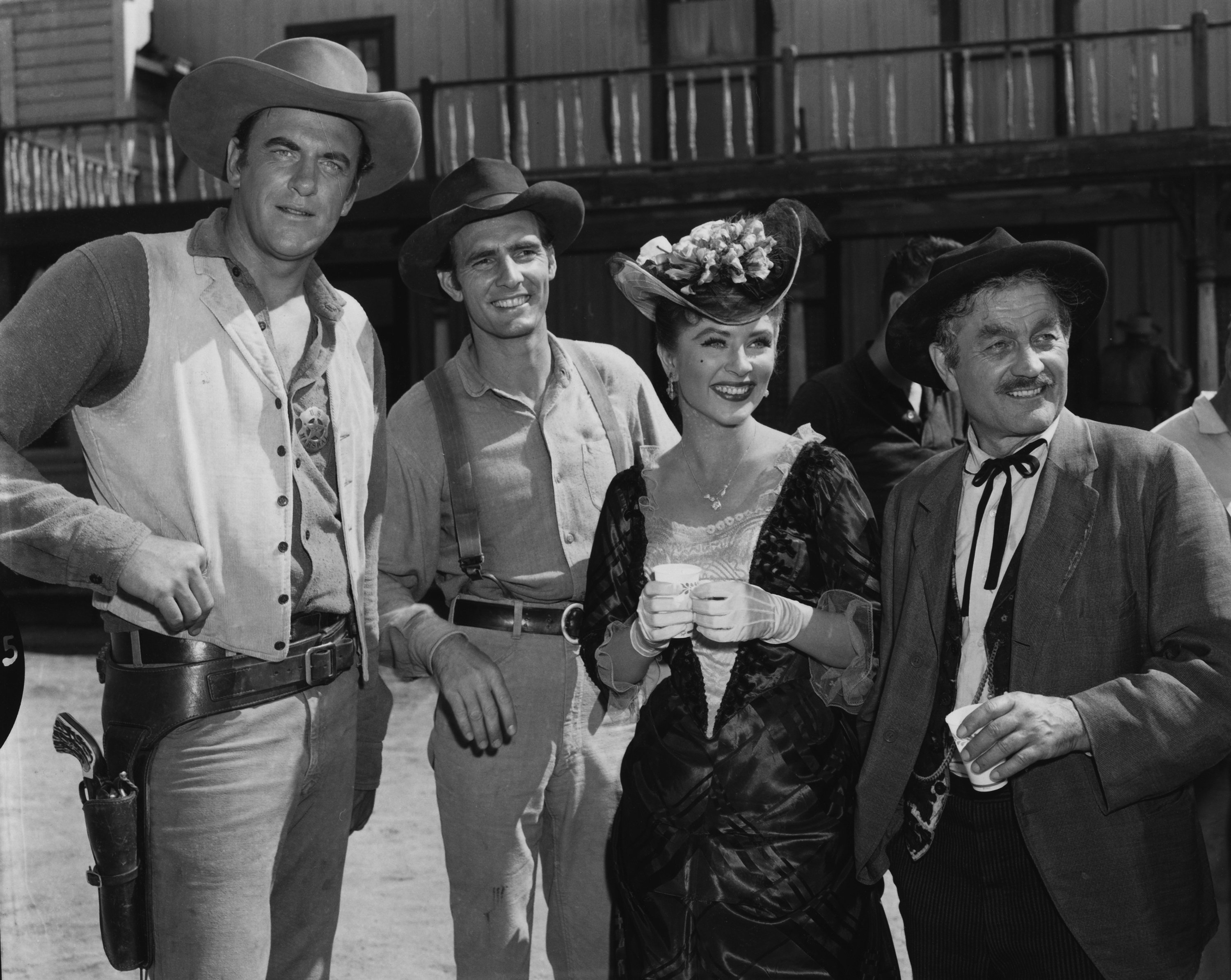 James Arness, Dennis Weaver, Amanda Blake and Milburn Stone in "Buffalo Man" in 1957 | Photo: CBS via Getty Images