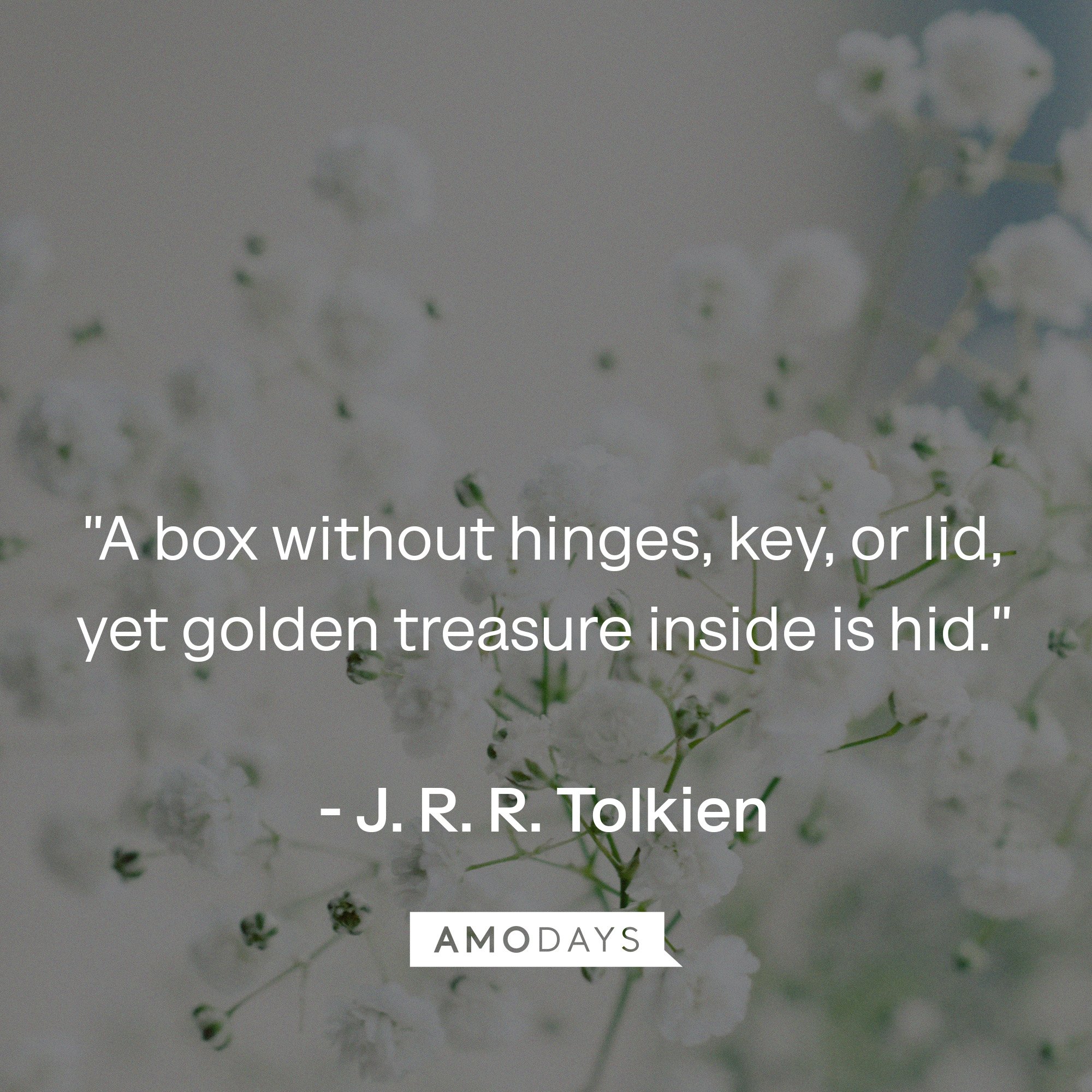  J. R. R. Tolkien's quotes: "A box without hinges, key, or lid, yet golden treasure inside is hid." | Image: AmoDays