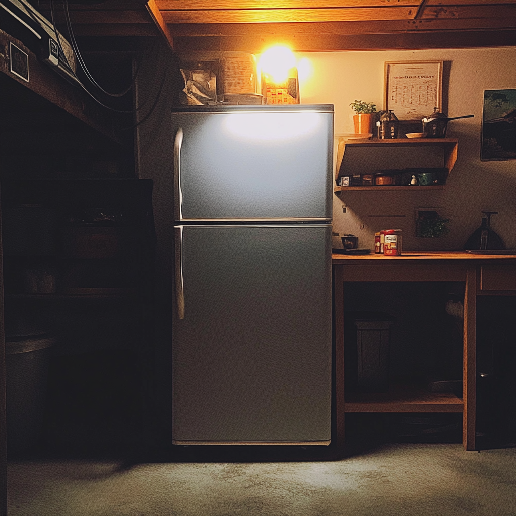 A fridge in a basement | Source: Midjourney