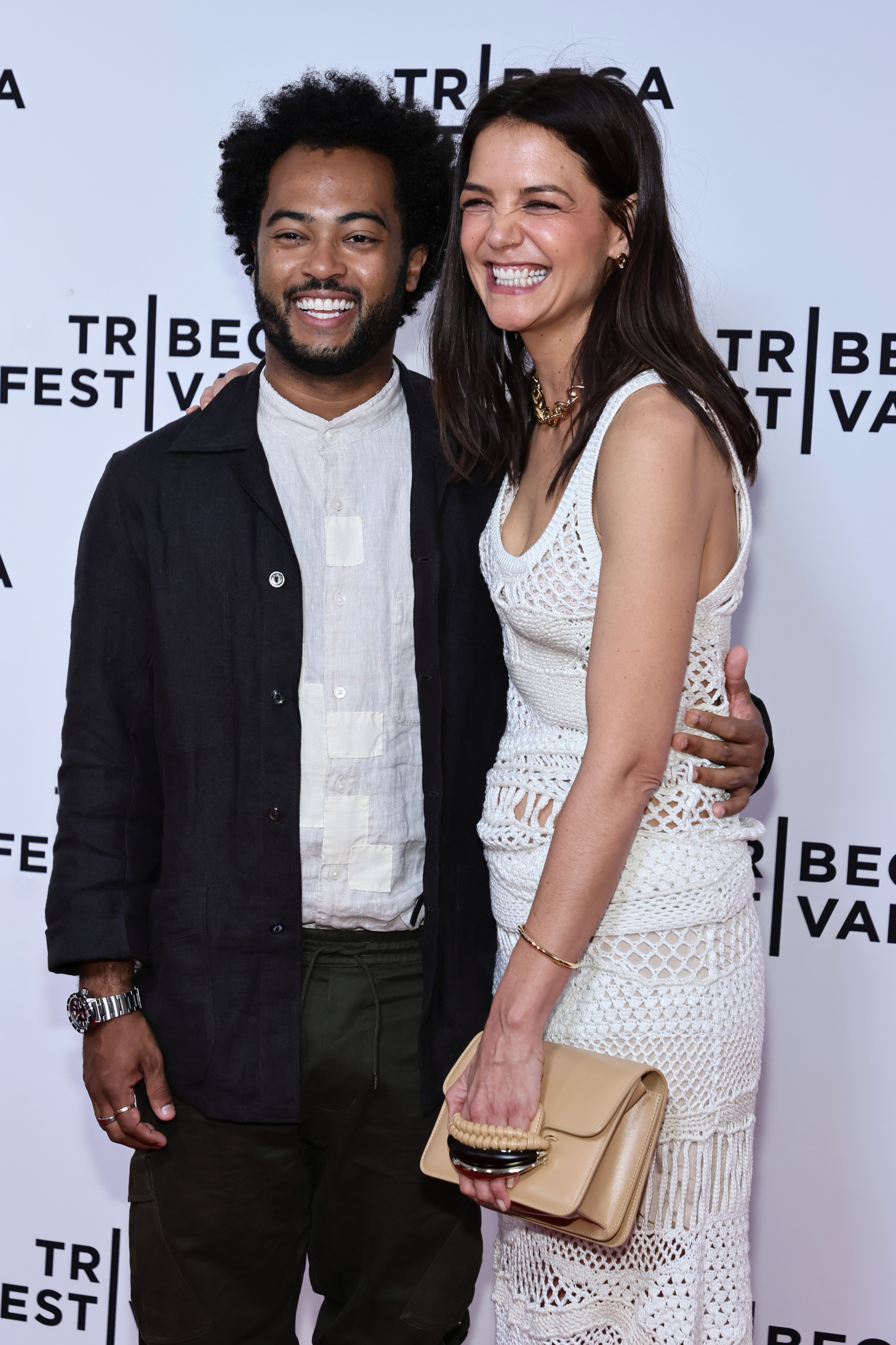 Bobby Wooten III and Katie Holmes attend "Alone Together" premiere during the 2022 Tribeca Festival, at SVA Theater, on June 14, 2022, in New York City. | Source: Getty Images