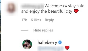 A screenshot of a fan's comment on Halle Berry's post on her instagram page | Photo: instagram.com/halleberry/
