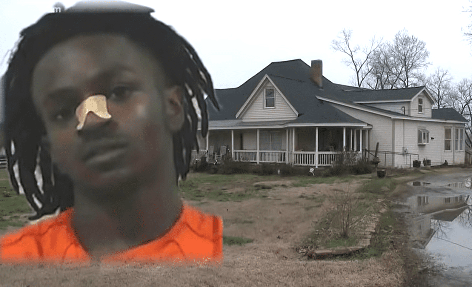 A picture of the house intruder overlaid onto a picture of Gwendolyn Agard’s house. │Source: youtube.com/11Alive