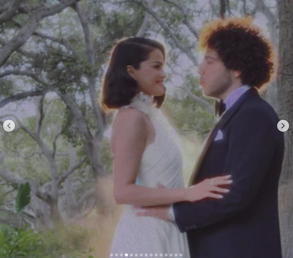Selena Gomez and Benny Blanco on their wedding day, posted on September 27, 2025. | Source: Instagram/selenagomez