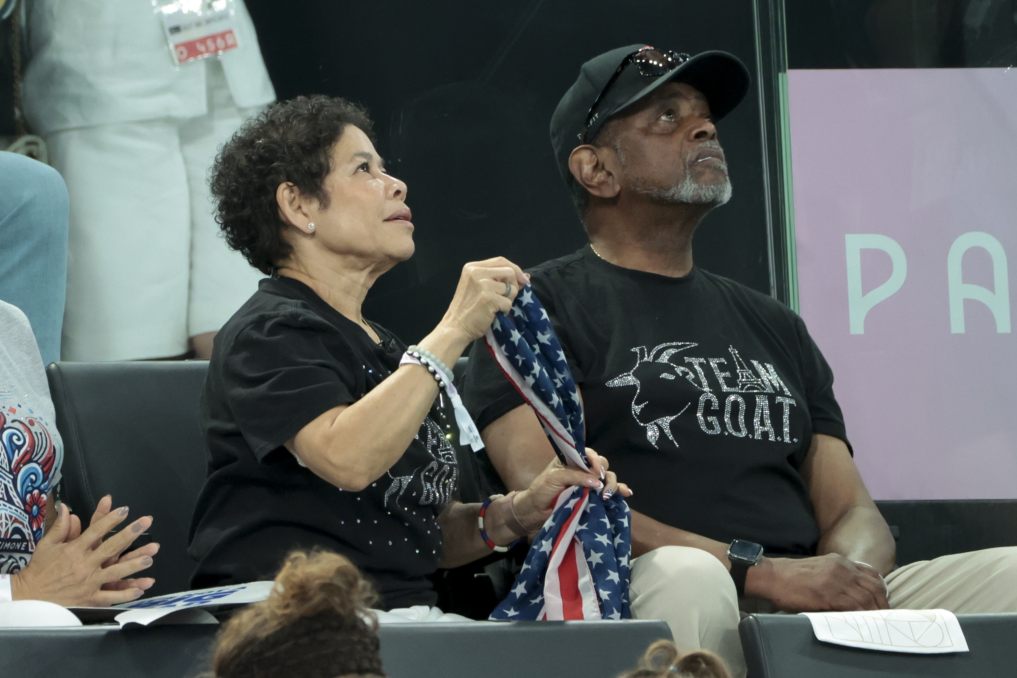 Nellie and Ronald Biles support Simone Biles on the tenth day of Artistic Gymnastics at the Paris 2024 Olympics on August 5, 2024 | Source: Getty Images