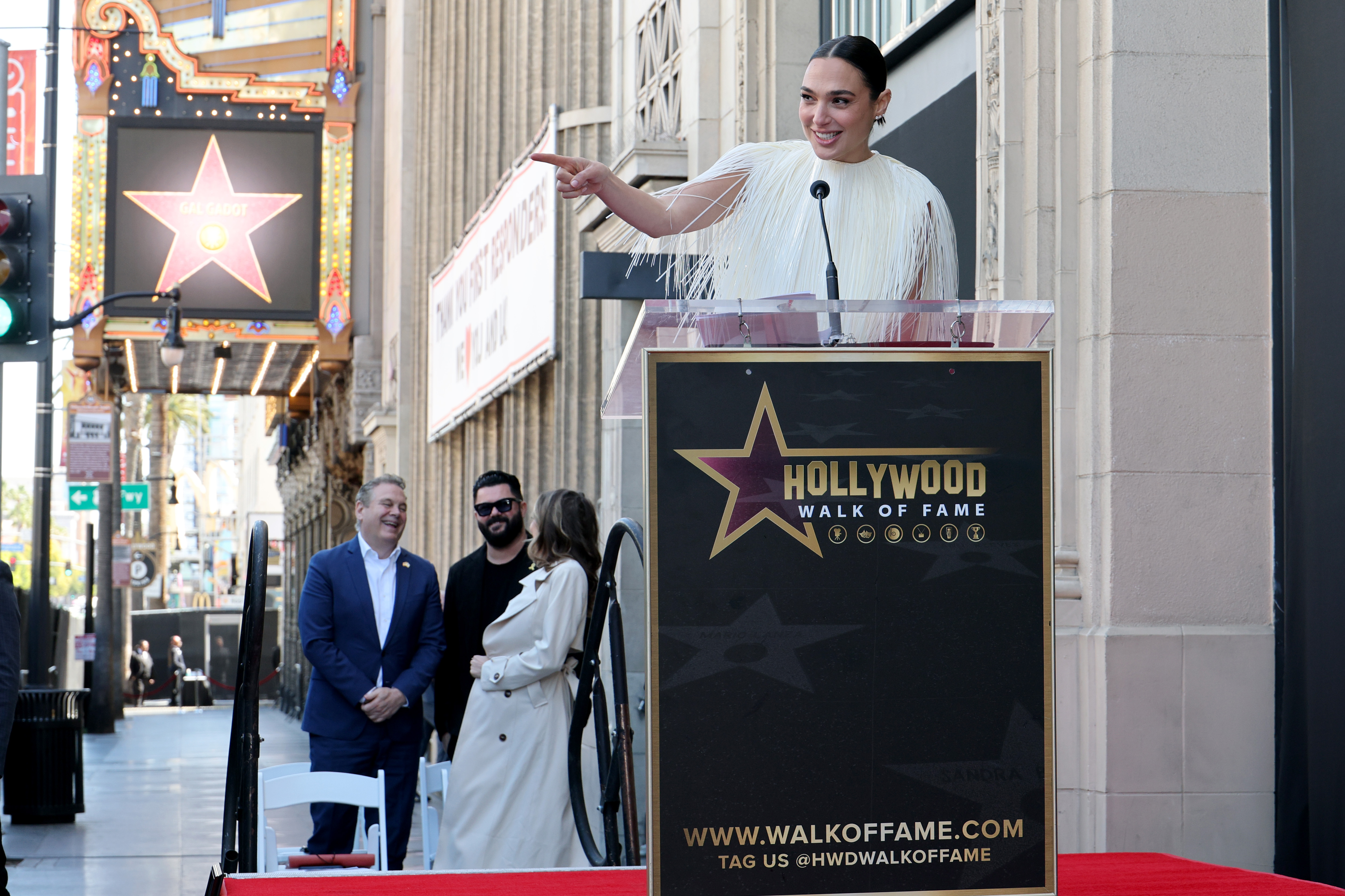 Gal Gadot speaks onstage during the ceremony honoring her with a Star on the Hollywood Walk of Fame on March 18, 2025, in Hollywood, California | Source: Getty Images