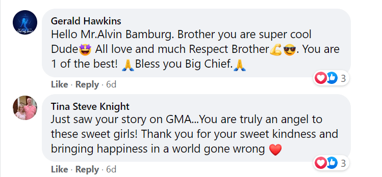 Comments from people who greatly admire Alvin Bamburg's kindness. | Photo: Facebook/alvin.bamburg