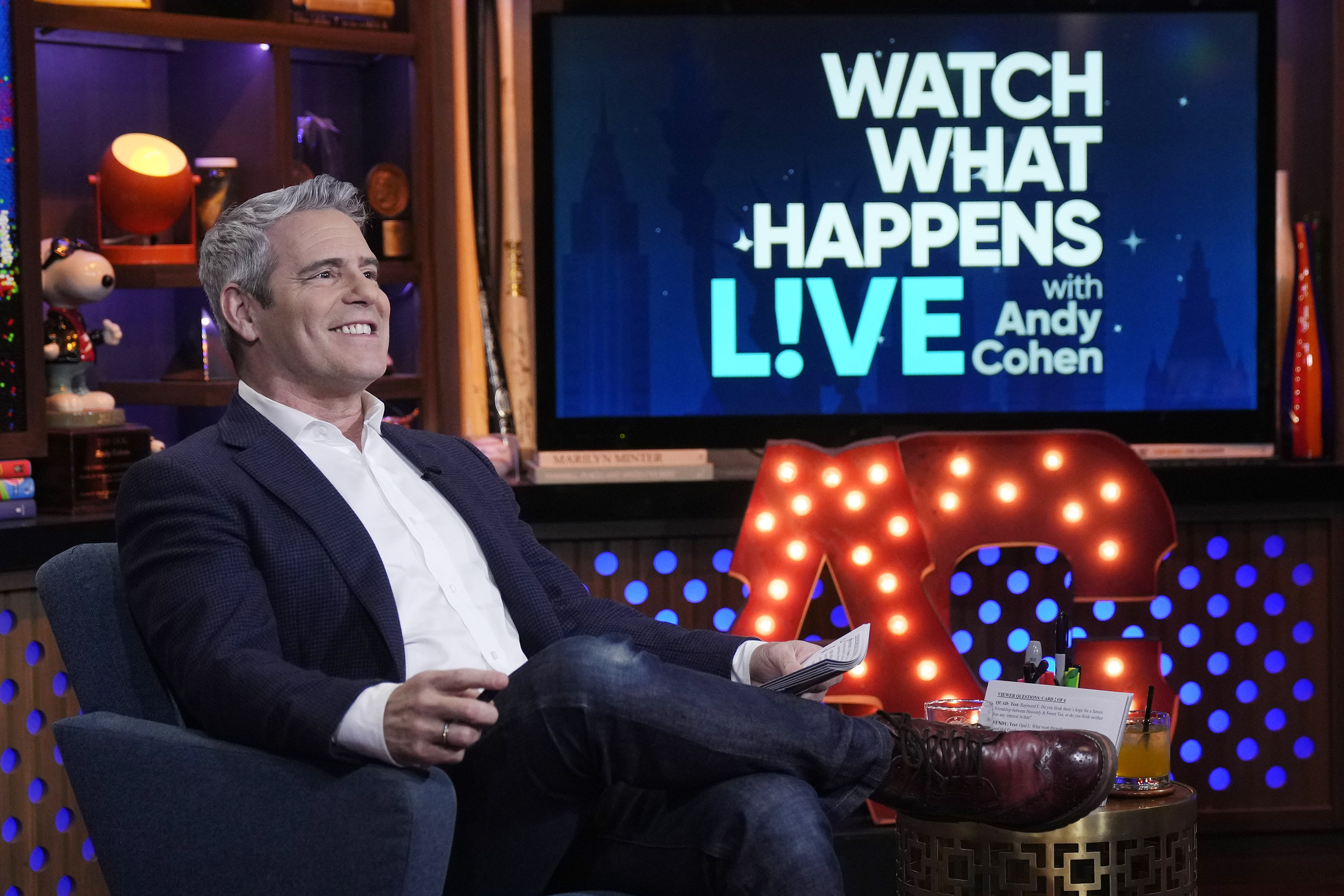 Andy Cohen on a season 21 episode of "Watch What Happens Live with Andy Cohen" in 2024. | Source: Getty Images
