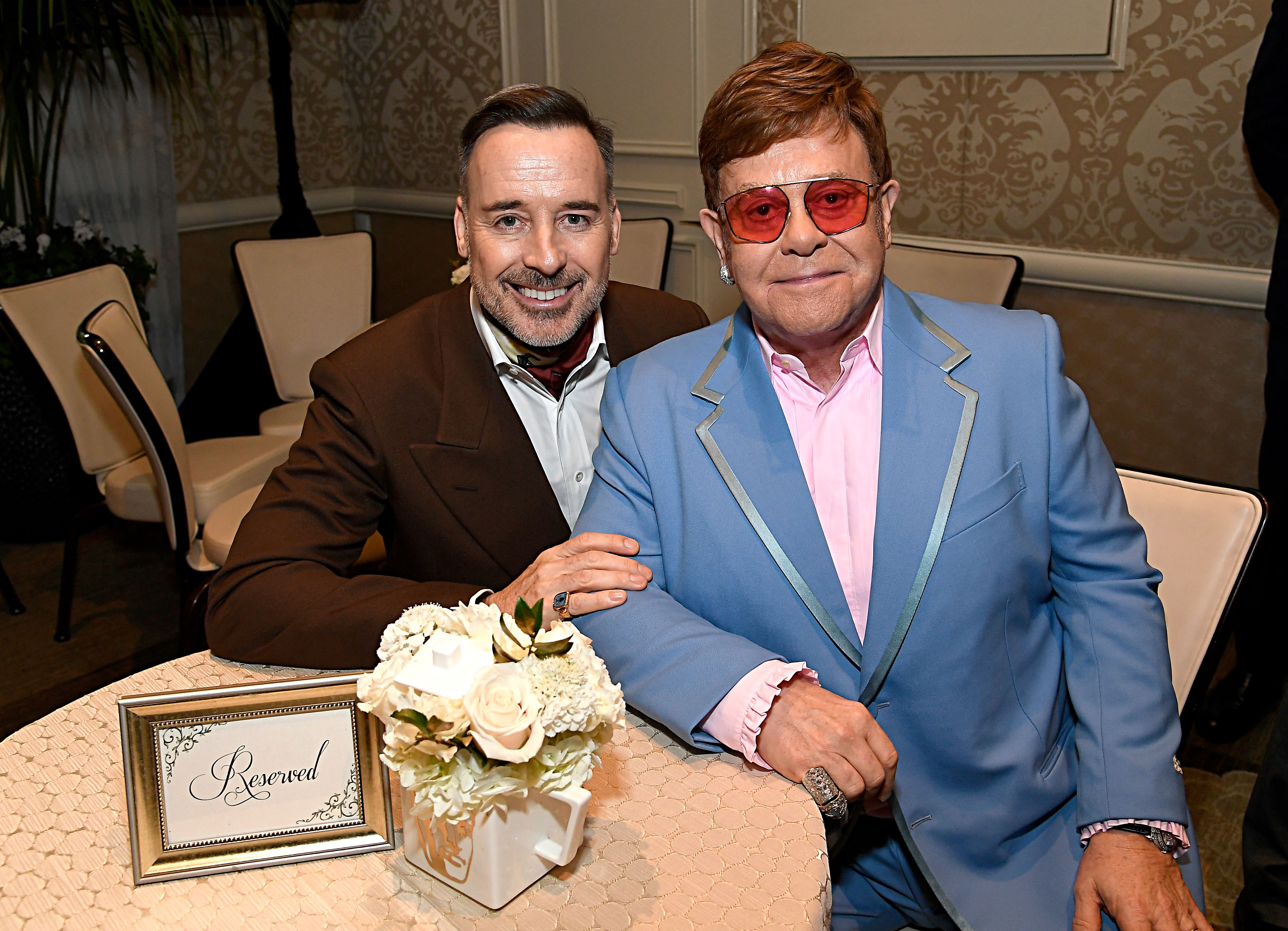 David Furnish and Elton John during the BAFTA Los Angeles Tea Party at Four Seasons Hotel Los Angeles at Beverly Hills on January 4, 2020, in Los Angeles, California. | Source: Getty Images