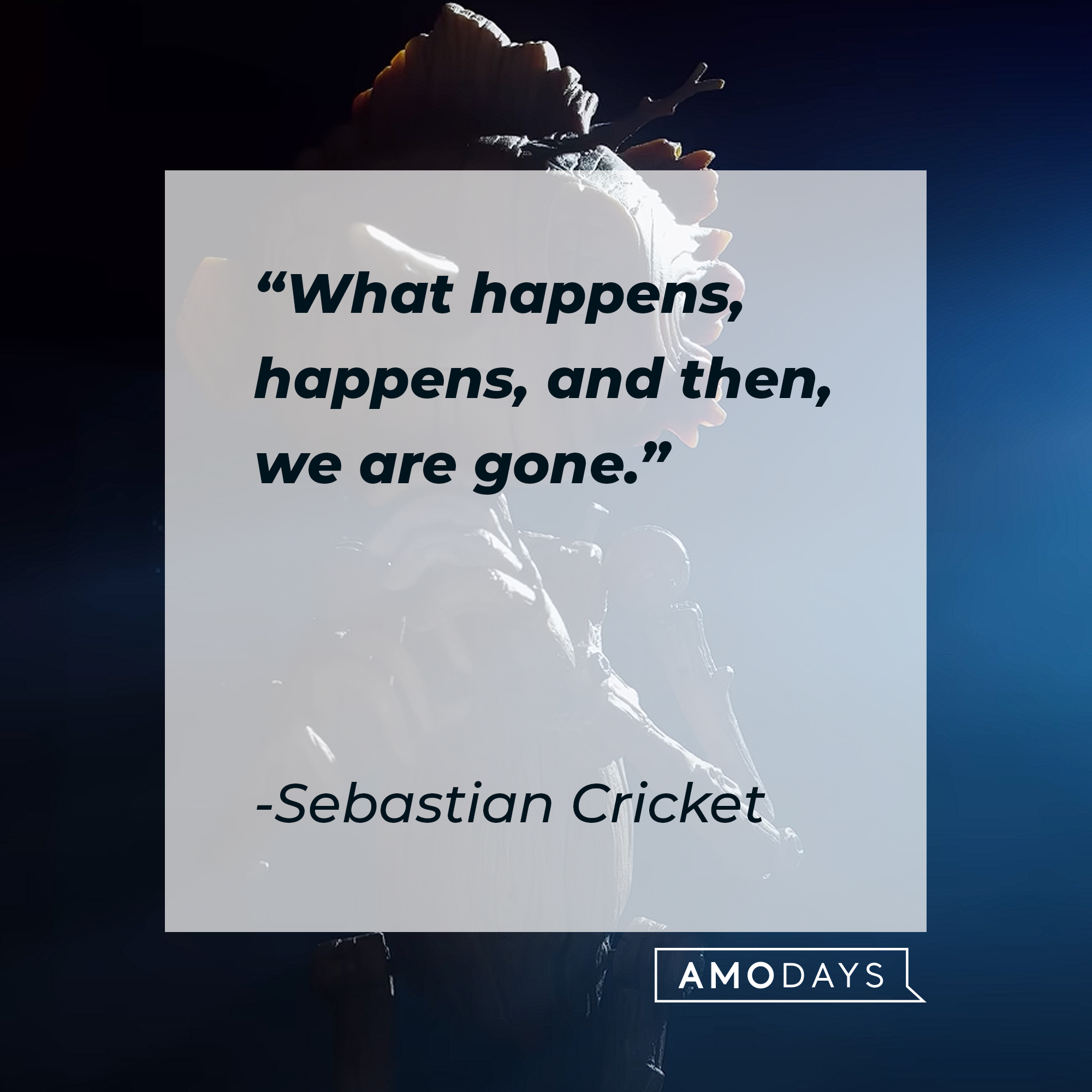 Sebastian Cricket's quote: "What happens, happens, and then, we are gone." | Image: AmoDays