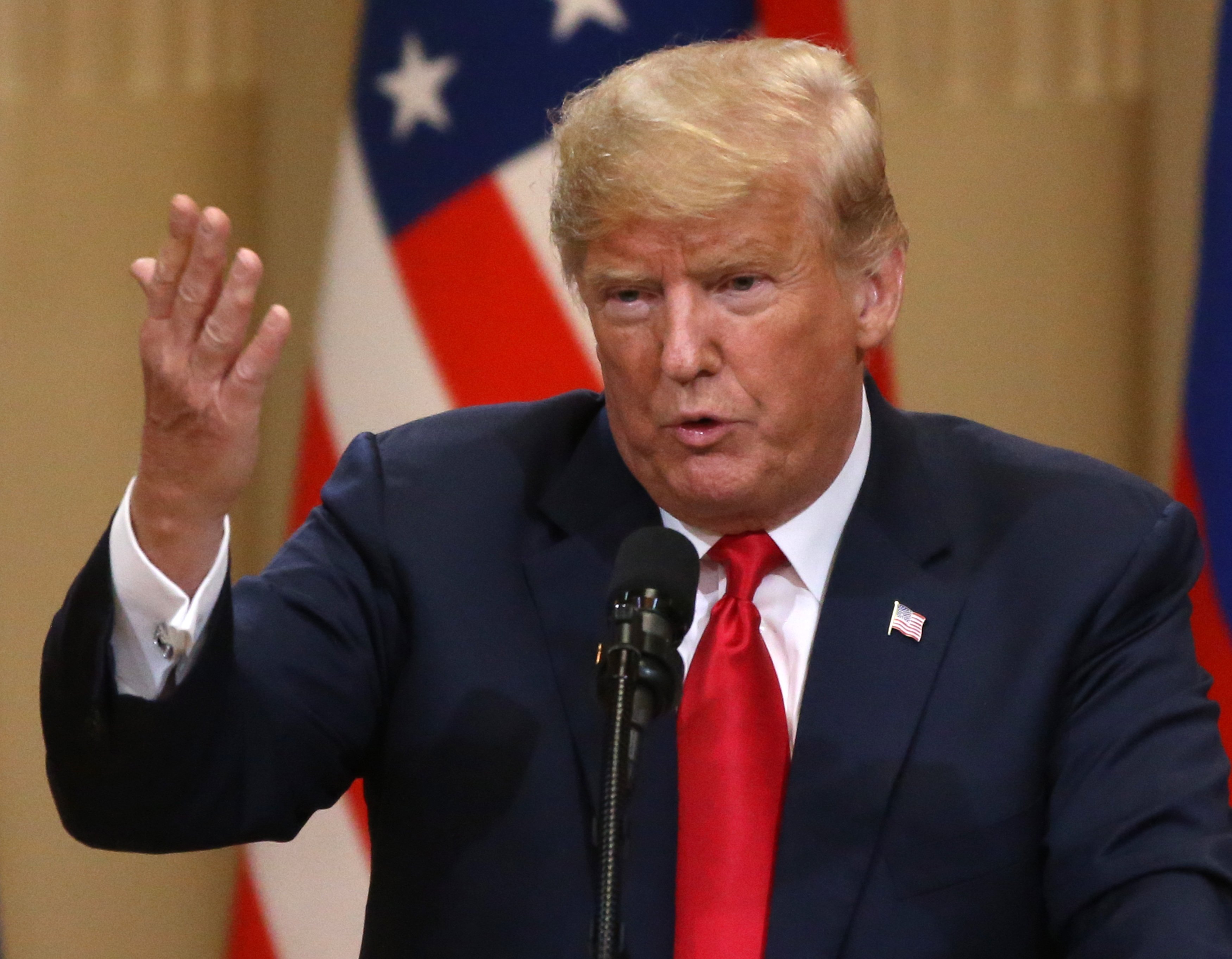 President of the U.S. Donald Trump delivering a speech in Helsinki, Finland | Photo: Getty Images