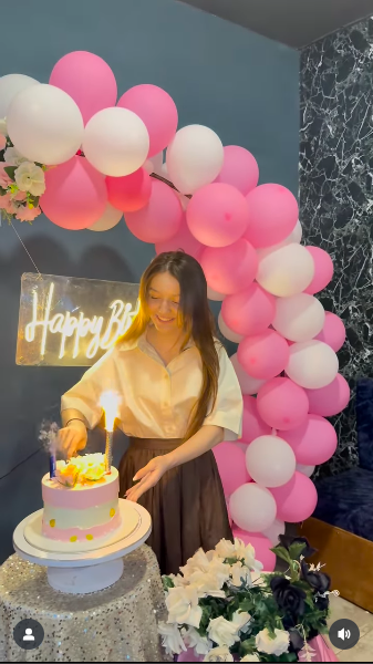 Sana Yousaf cutting her birthday cake, posted on June 2, 2025. | Source: Instagram/sanayousaf22
