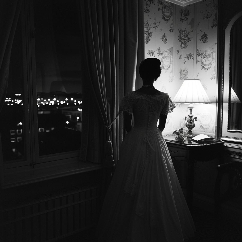 Silhouette of a woman standing near a window