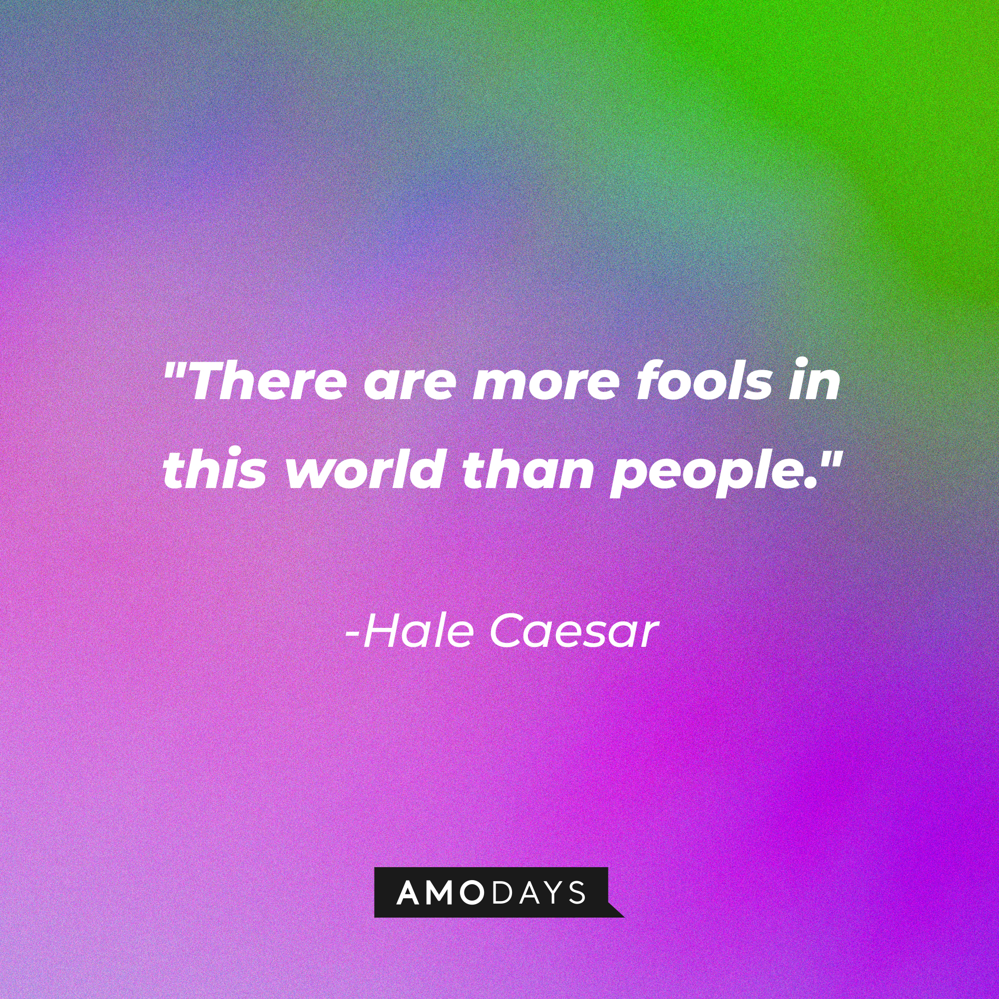 Hale Caesar’s quote: "There are more fools in this world than people." | Source: AmoDays