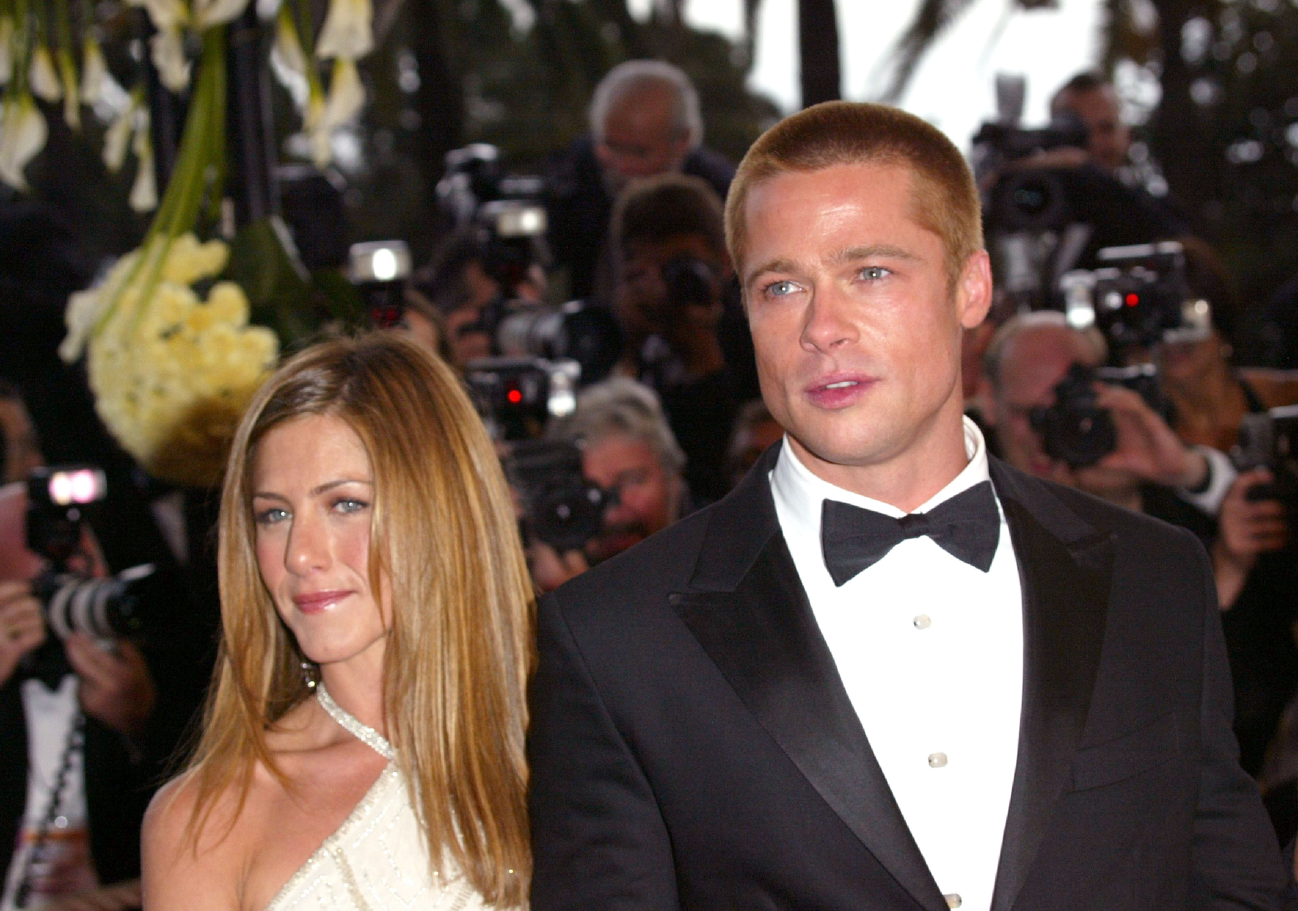 Jennifer Aniston and Brad Pitt at the 2004 Cannes Film Festival, one of their last major appearances together as a couple.