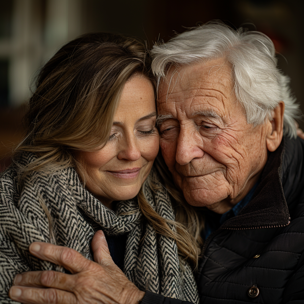 Grandpa hugs his daughter | Source: Midjourney