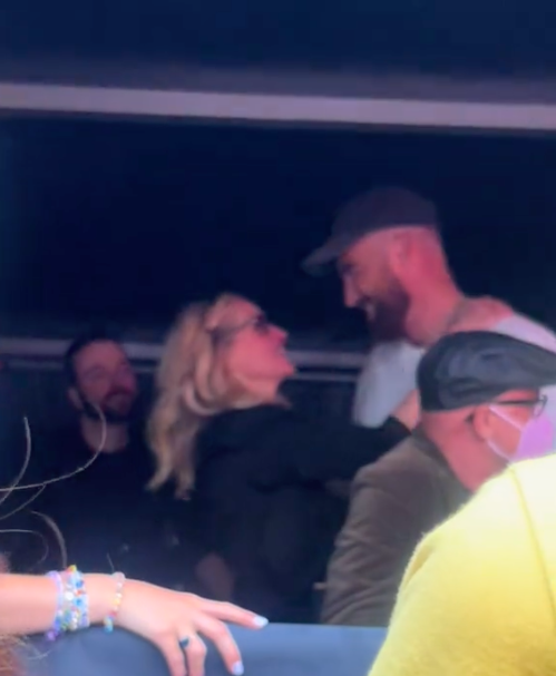Julia Roberts conversing with Travis Kelce at Taylor Swift's Dublin concert, posted on July 1, 2024 | Source: TikTok/suzyleaf