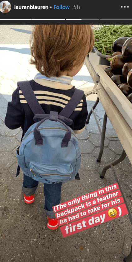 Lauren Bush's three-year-old son James carrying a backpack as he gets ready for school | Photo: instagram.com/laurenblauren