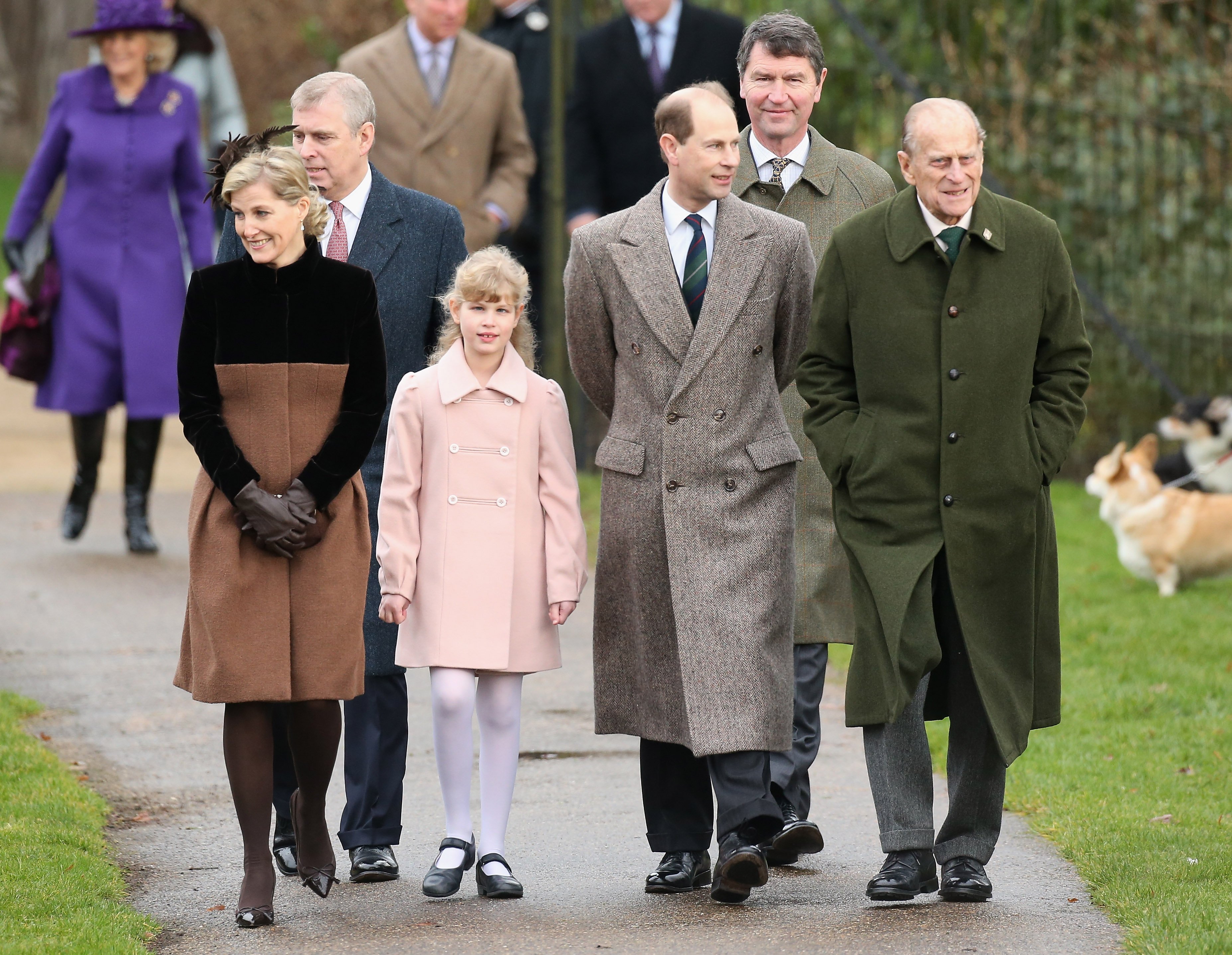 Sophie, Lady Louise Windsor, Prince Edward and Prince Philip [Front Row] at St Mary Magdalene's Church, Sandringham on December 25, 2012 |  Source: Getty Images