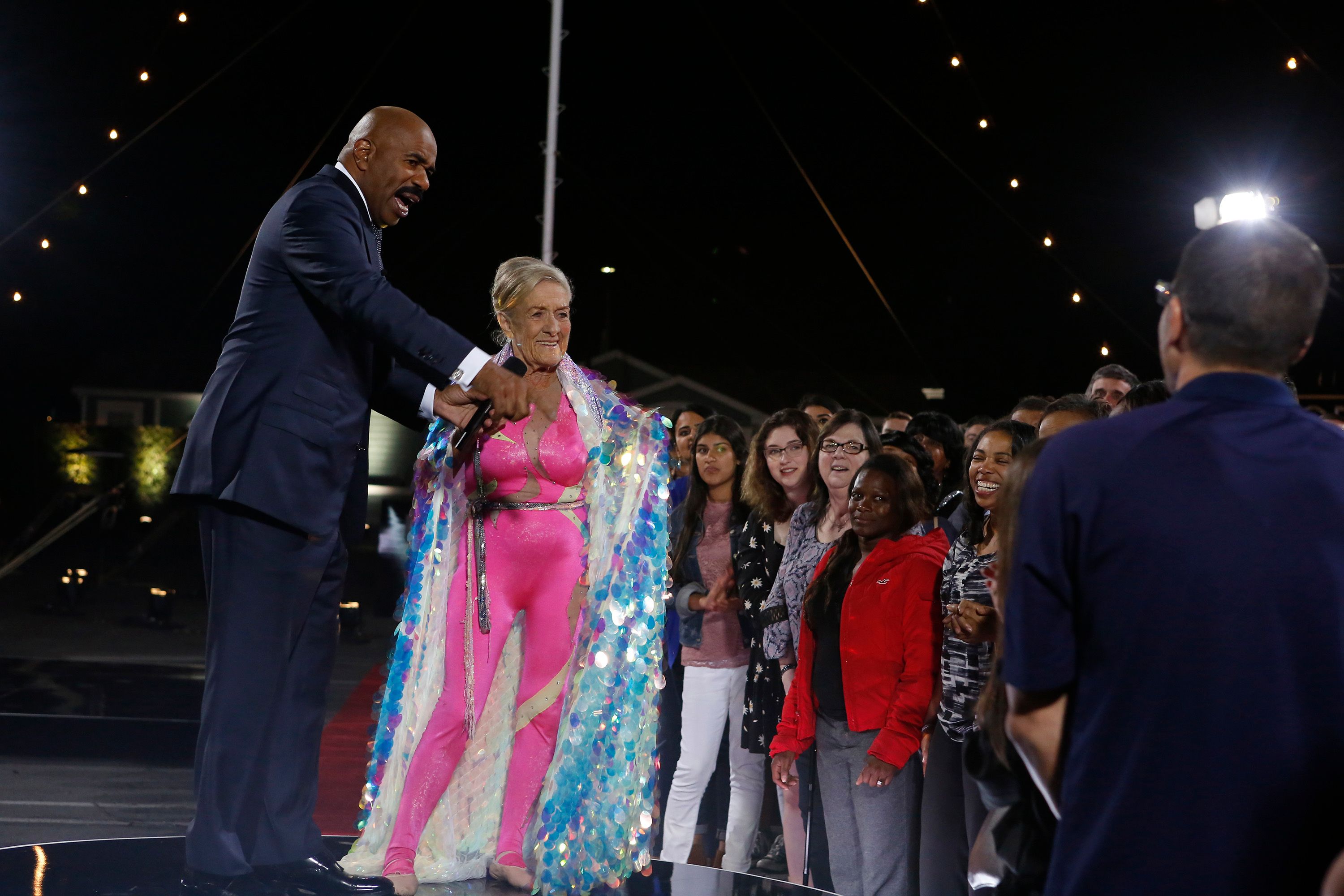 Steve Harvey & Carla Wallenda on "Little Big Shots" | Getty Images 