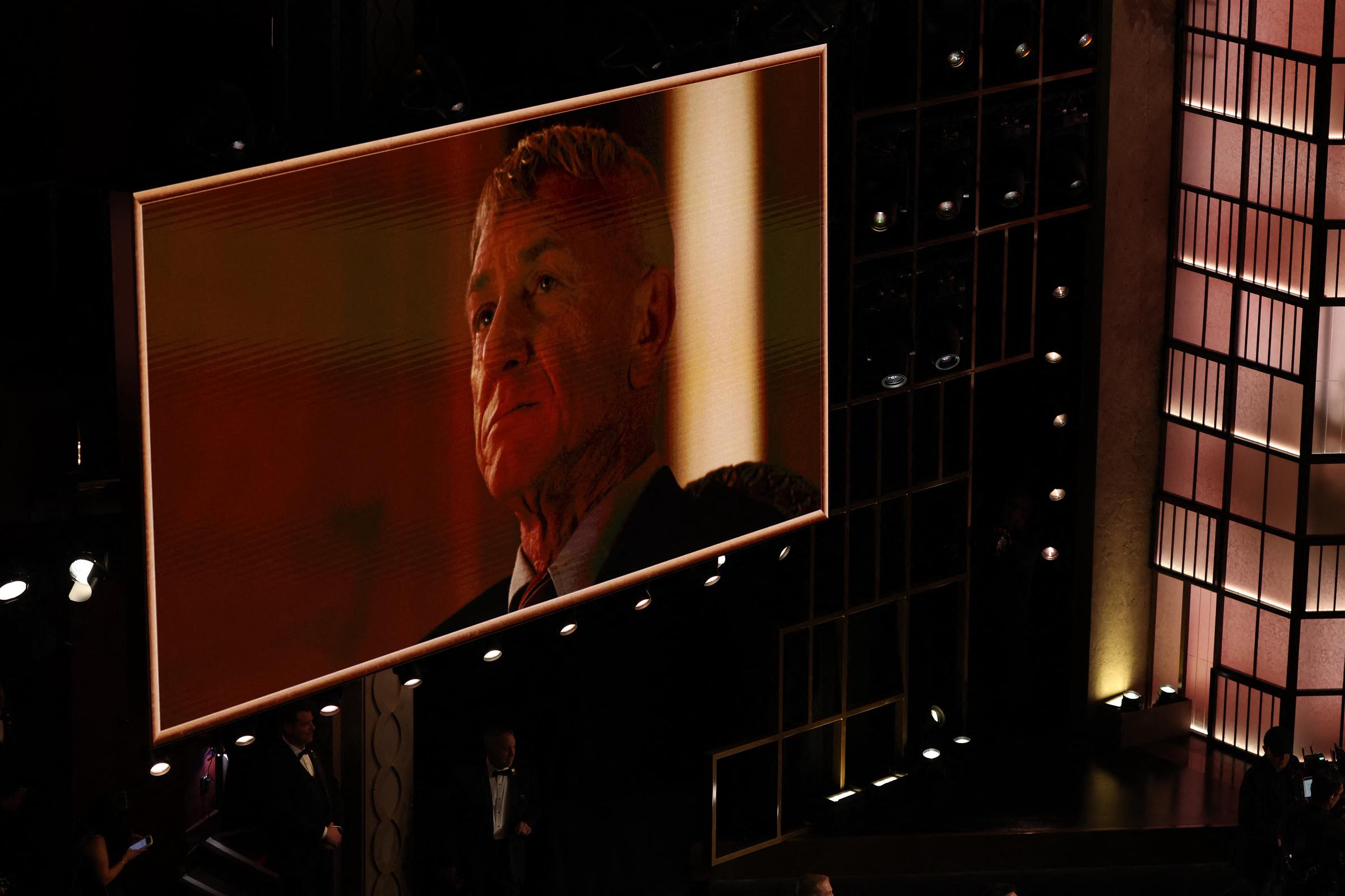 A photo of US actor Sean Penn is shown onstage during the 98th Annual Academy Awards at the Dolby Theatre in Hollywood, California on March 15, 2026 | Source: Getty Images