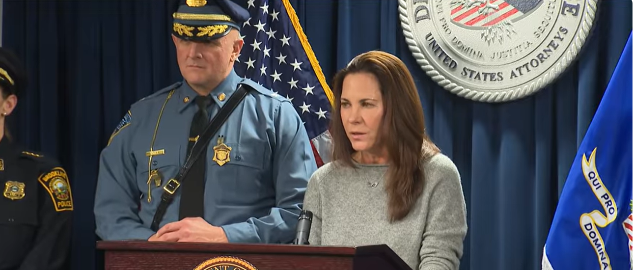 A federal prosecutor giving a press conference on Nuno Loureiro's case, from a video post dated December 19, 2025. | Source: YouTube/CBSBoston