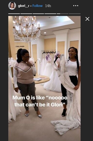 Oprah's former student and bride-to-be shares an amusing pic of the media mogul showing disapproval for a wedding dress. | Source: Instagram/Glori_R