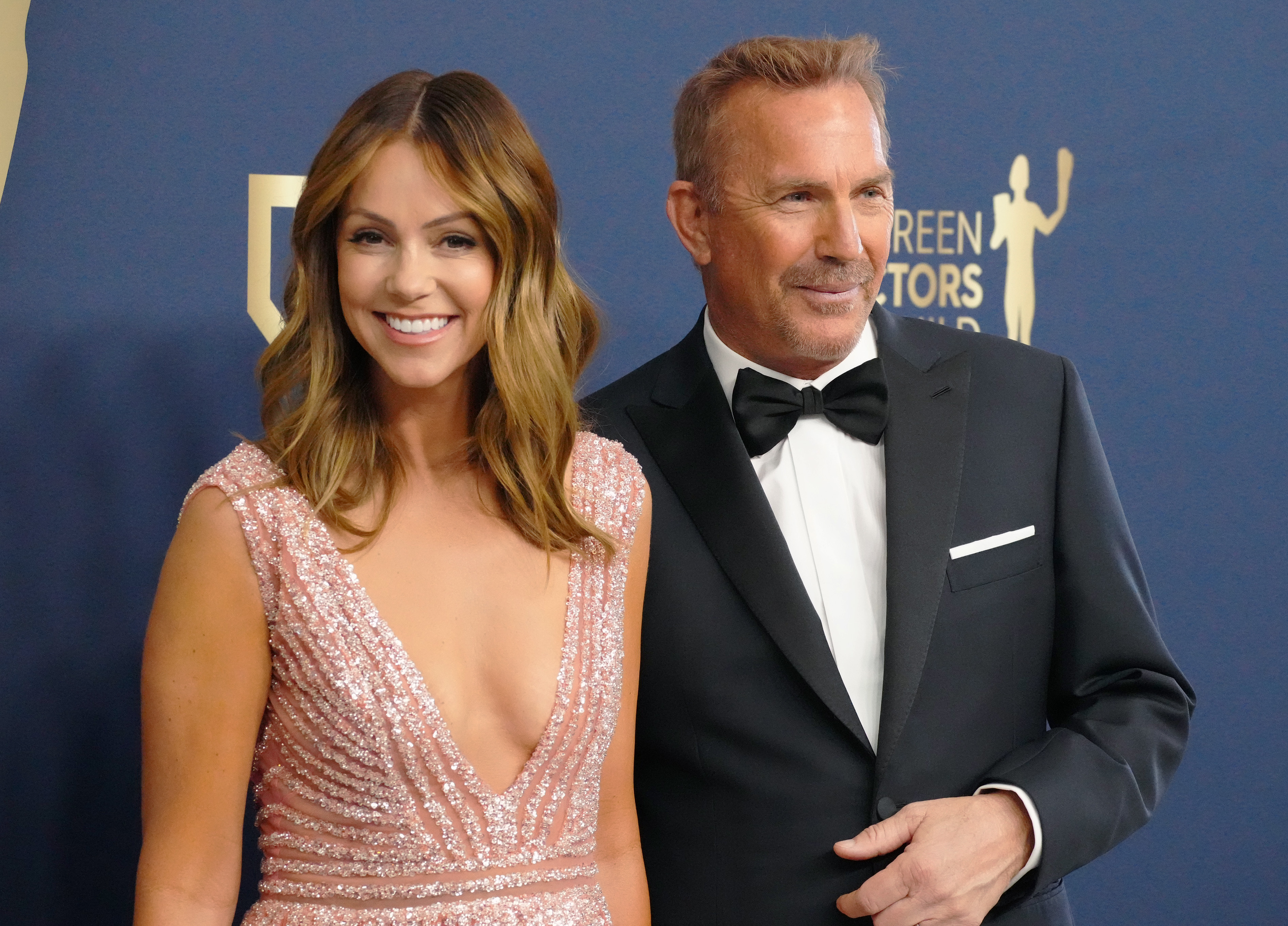 Christine Baumgartner and Kevin Costner at the 28th Annual Screen Actors Guild Awards in Santa Monica, California, on February 27, 2022. | Source: Getty Images