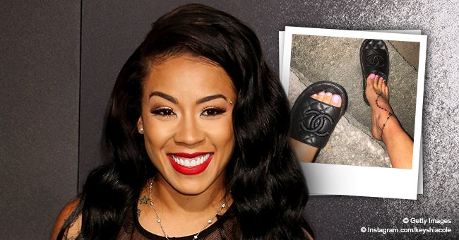 Keyshia Cole Poses in Stylish Chanel Flip Flops as She