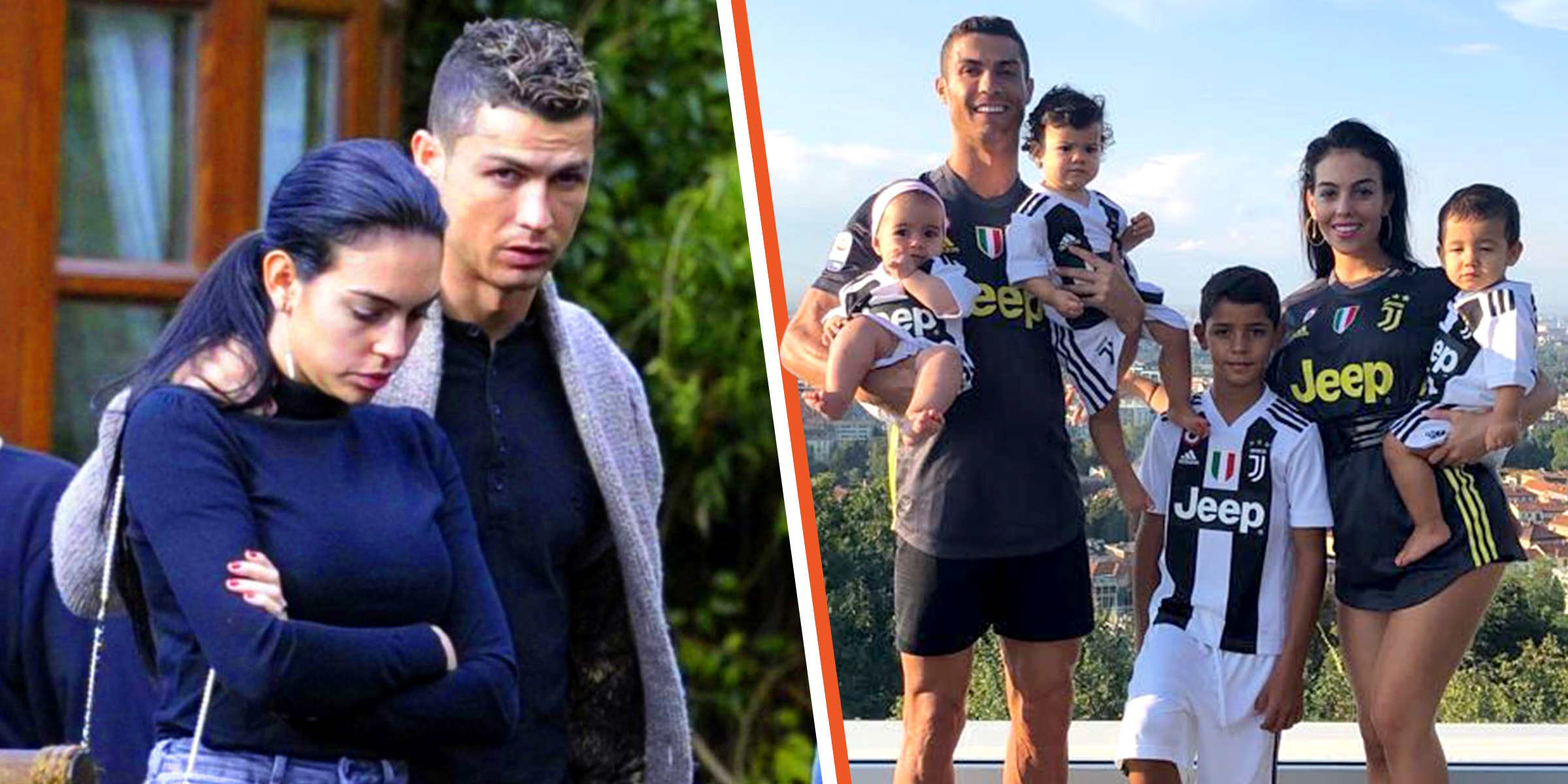Georgina Rodríguez and Cristiano Ronaldo | Cristiano Ronaldo and Georgina Rodríguez with their children | Source: Getty Images | Instagram /cristiano