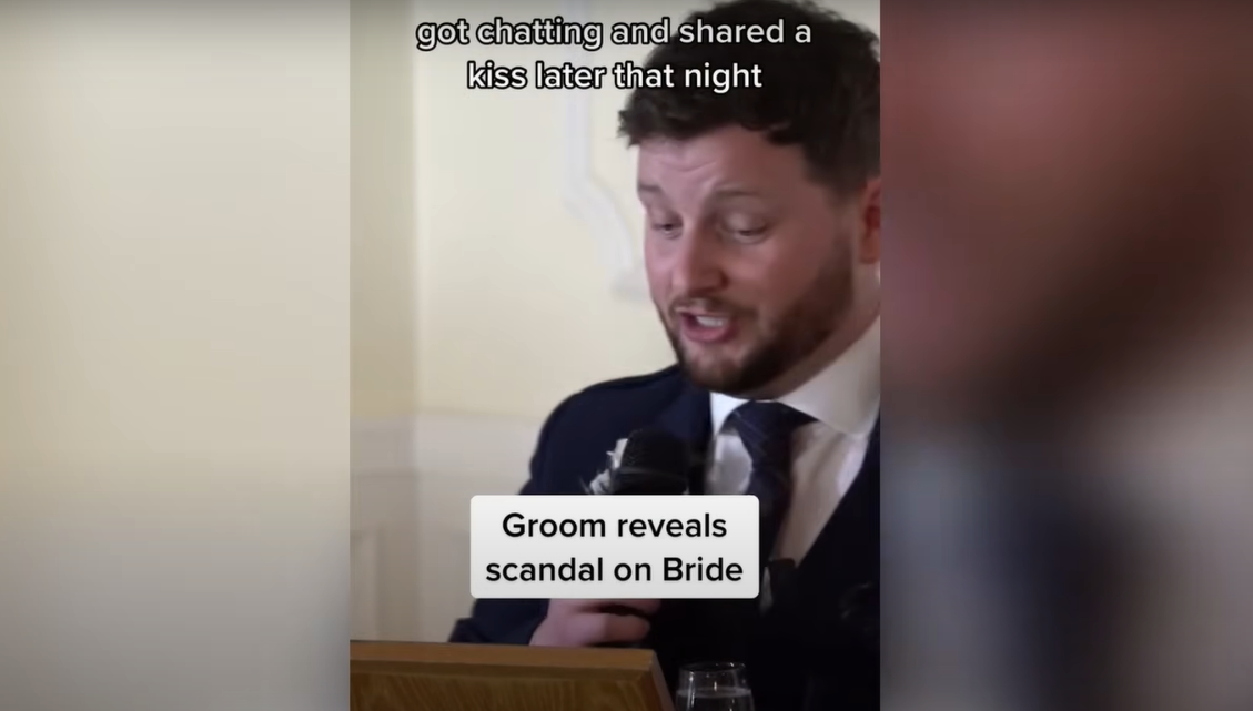 Groom Ian Young delivering his wedding speech | Source: YouTube / Daily Record