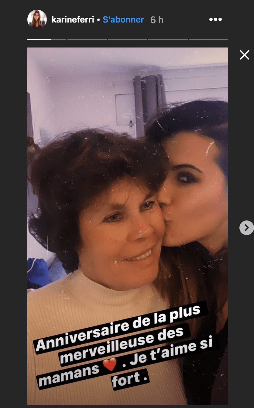 Le joyeux anniversaire de Karine Ferry à sa maman. | Photo : Instagram story | Karine Ferri
