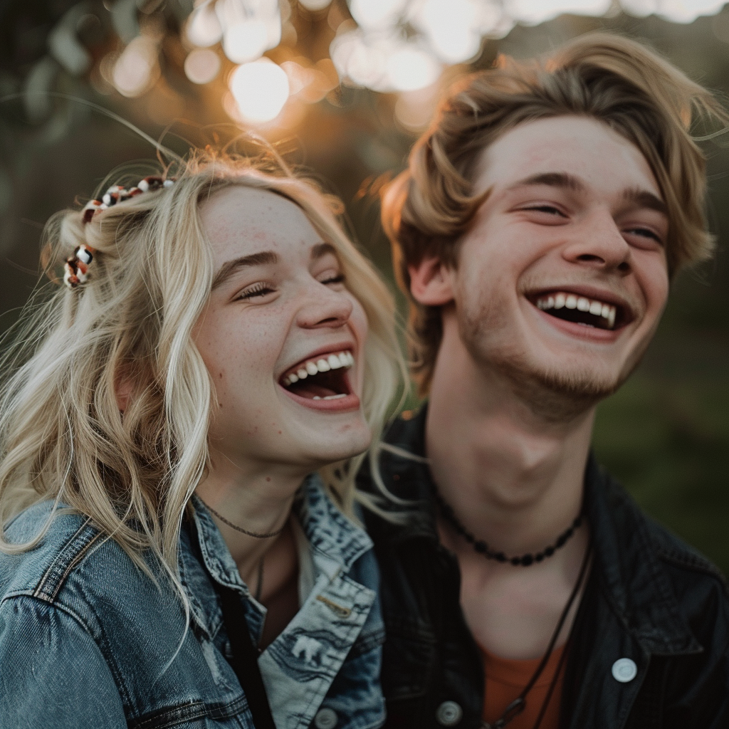 A couple laughing | Source: Midjourney