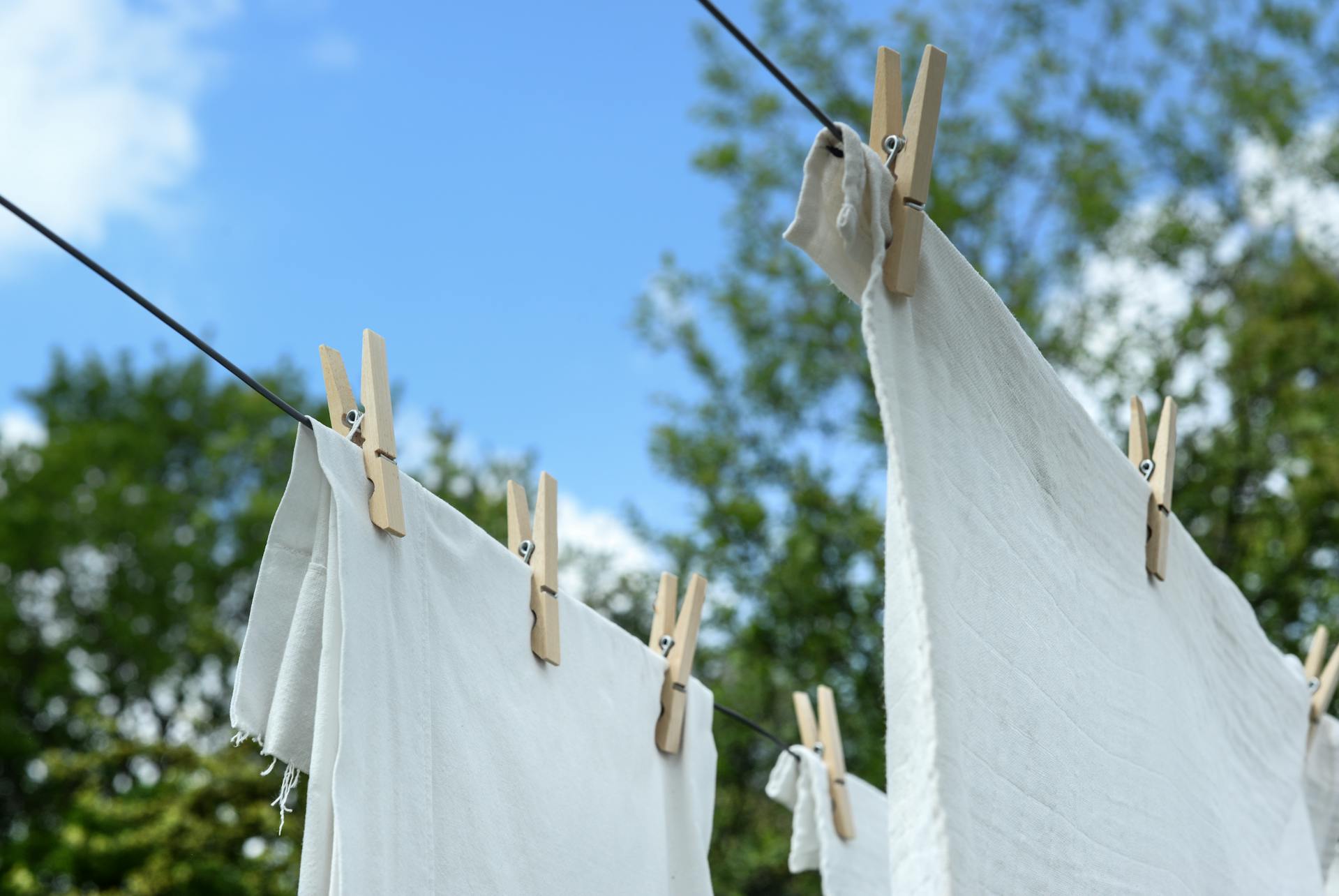 Laundry hanging on a clothesline | Source: Pexels