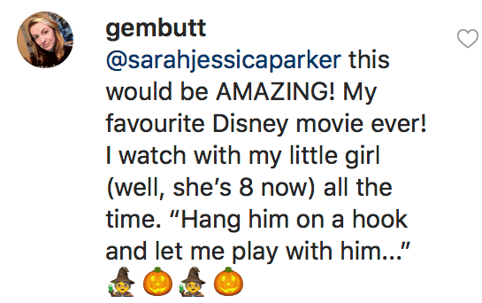 Fan responds to Sarah Jessica Parker's announcement about "Hocus Pocus 2" being in the works | Source: instagram.com/sarahjessicaparker