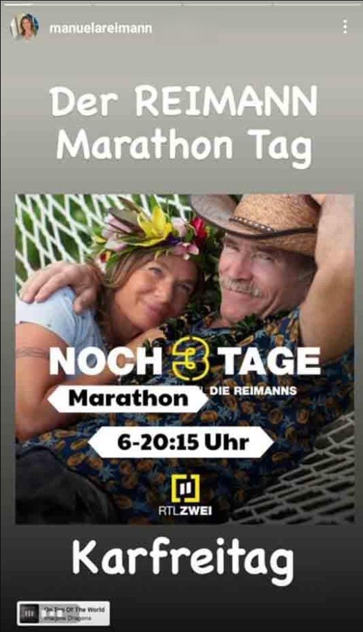 Manuela Reimann berichtet über den Show-Marathon in ihrer Instagramstory. I Quelle: instagram.com/manuelareimann