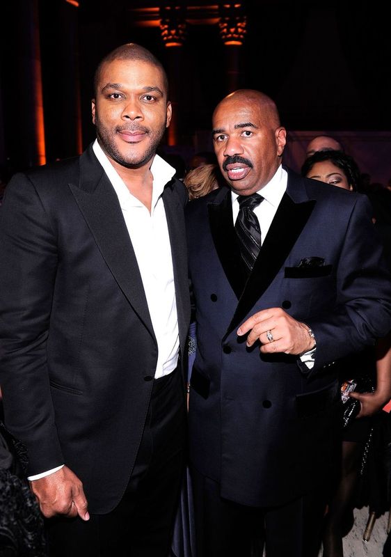 Tyler Perry and Steve Harvey at a formal event together | Source: Getty Images
