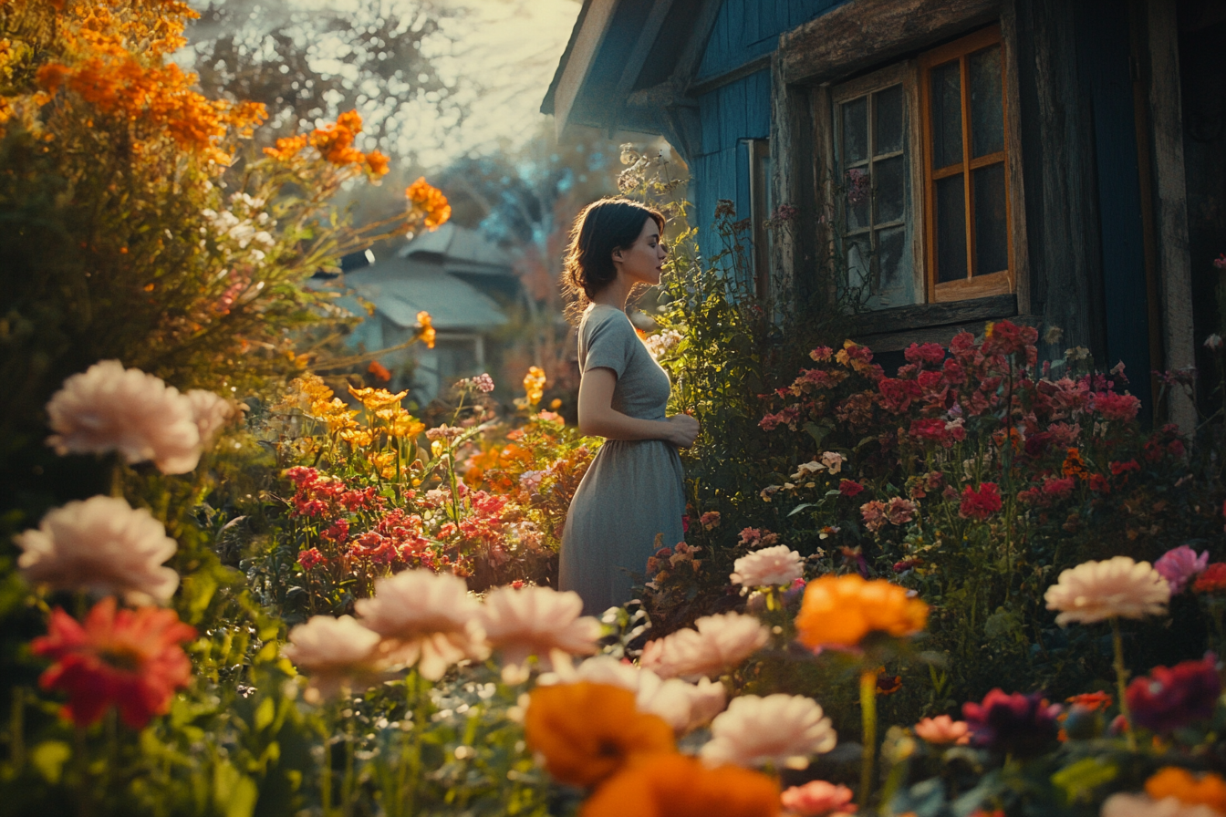 A woman standing in her garden | Source: Midjourney