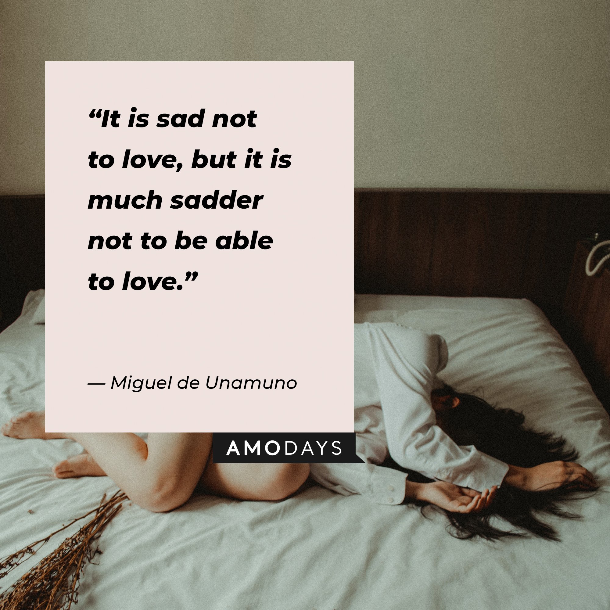Miguel de Unamuno’s quote:“It is sad not to love, but it is much sadder not to be able to love.”  | Image: AmoDays