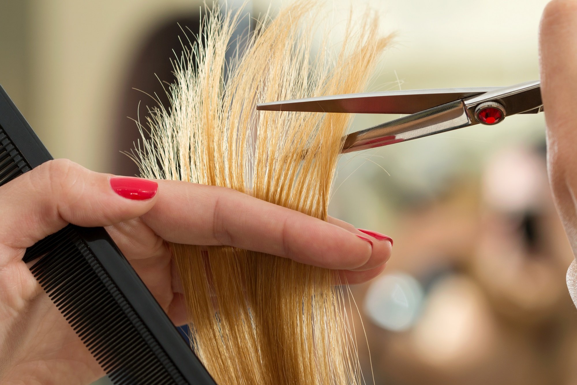 Peluquera cortando puntas de cabellera. | Foto: Shutterstock