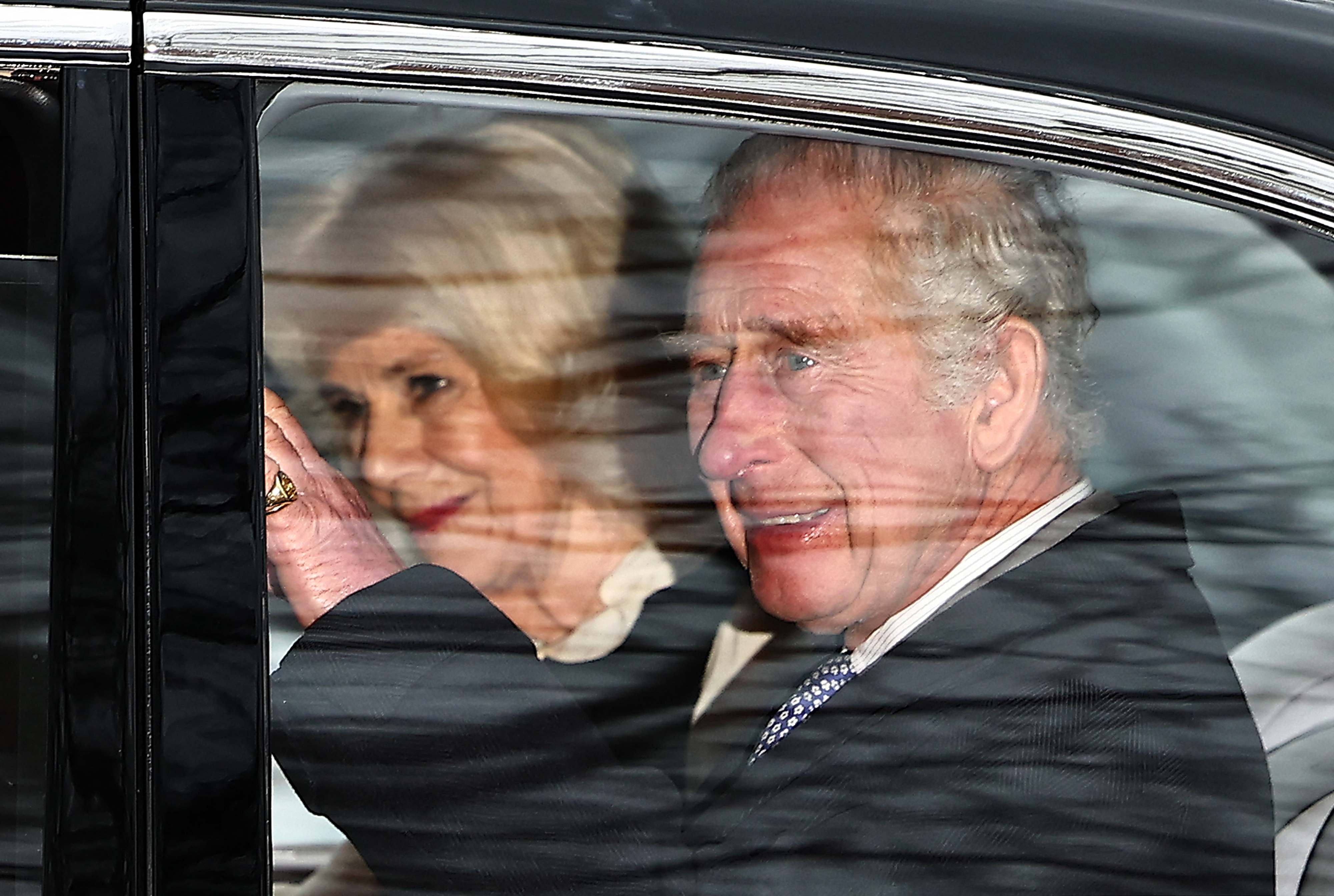 King Charles III and Queen Camilla as they leave Clarence House in London on February 6, 2024 | Source: Getty Images