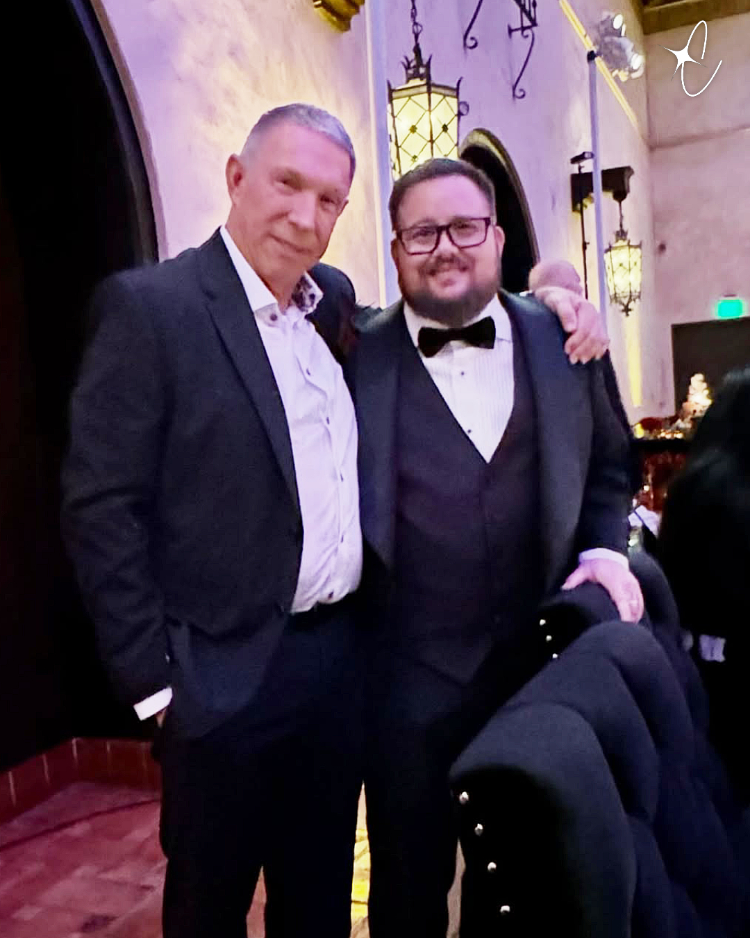 Chaz Bono and his father-in-law on his wedding day, from a post dated March 15, 2026 | Source: Instagram/sharablue
