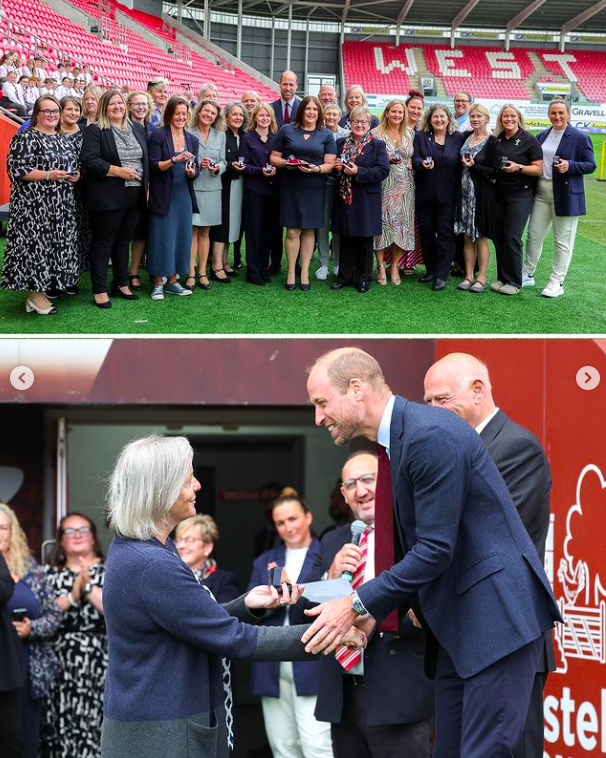 Prince William interacting with former female rugby players during his South Wales visit, posted on September 11, 2024 | Source: Instagram/princeandprincessofwales