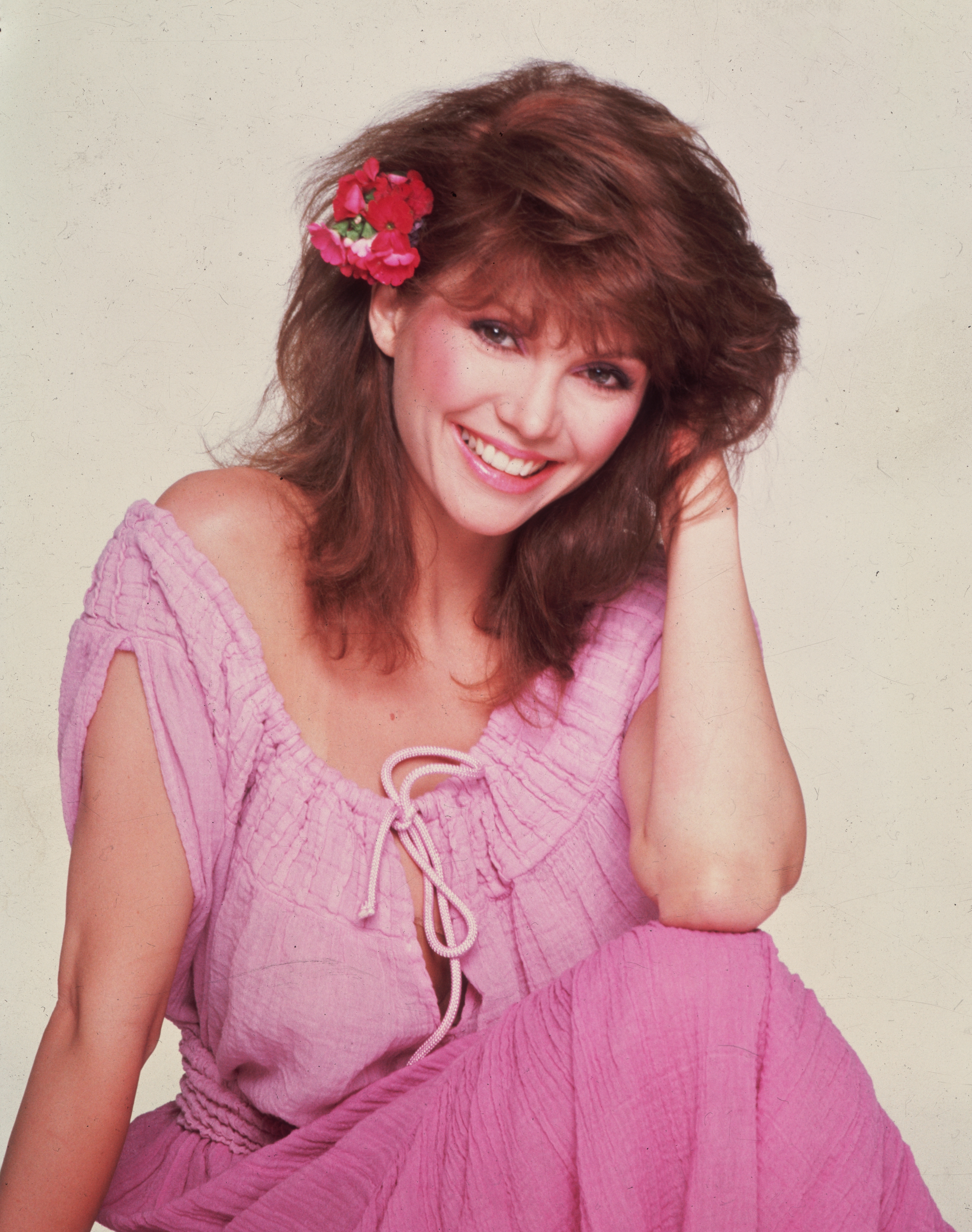 Victoria Principal on the set of "Dallas" in 1985 | Source: Getty Images
