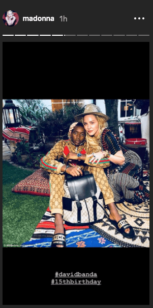 Madonna celebrates her son, David Banda's 15th birthday on September 24, 2020 | Instagram Story/madonna