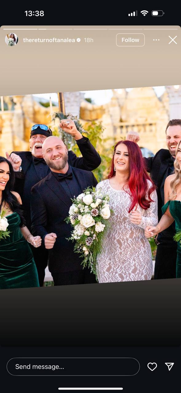 Hulk Hogan at Nick Hogan and Tana Lea's wedding with the rest of the wedding party, uploaded on July 24, 2025 | Source: Instagram/thereturnoftanalea