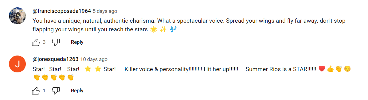 "America's Got Talent" fans comment on Summer Rios' performance on the show on August 2, 2023 | Source: YouTube/America's Got Talent