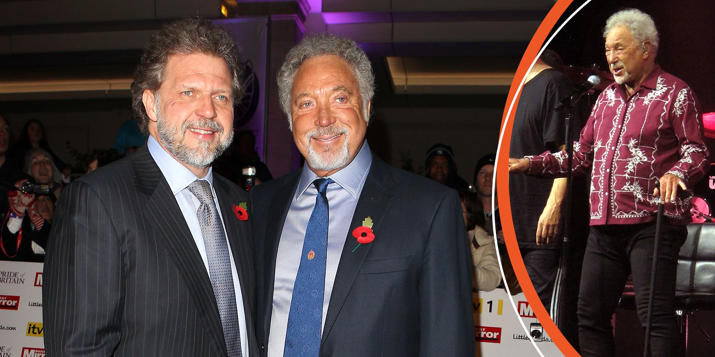 Tom Jones and his son Mark Woodward | Jones | Source: Getty Images | Twitter.com/Daily_Express