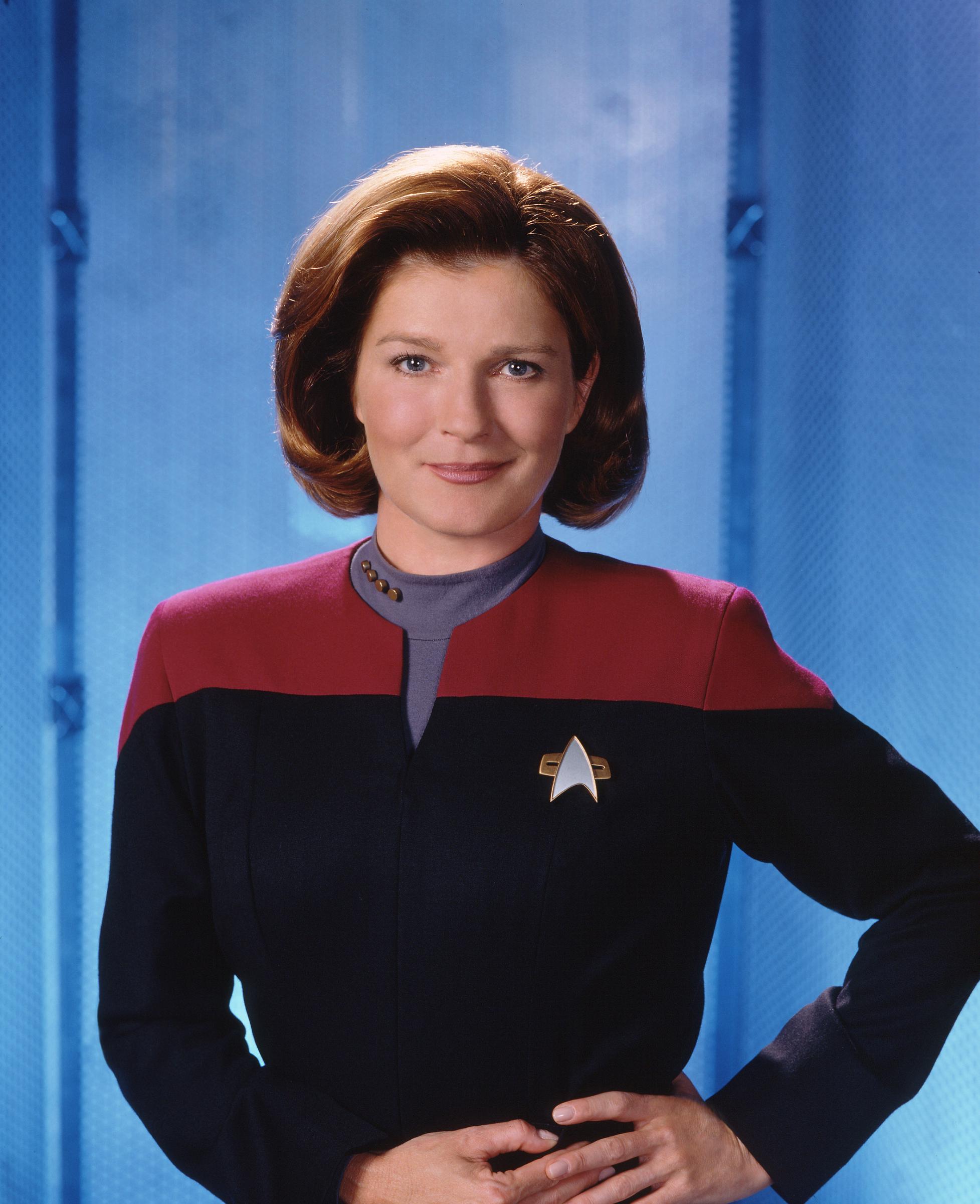 The "Star Trek: Voyager" actress as Captain Kathryn Janeway on March 19, 1997 | Source: Getty Images